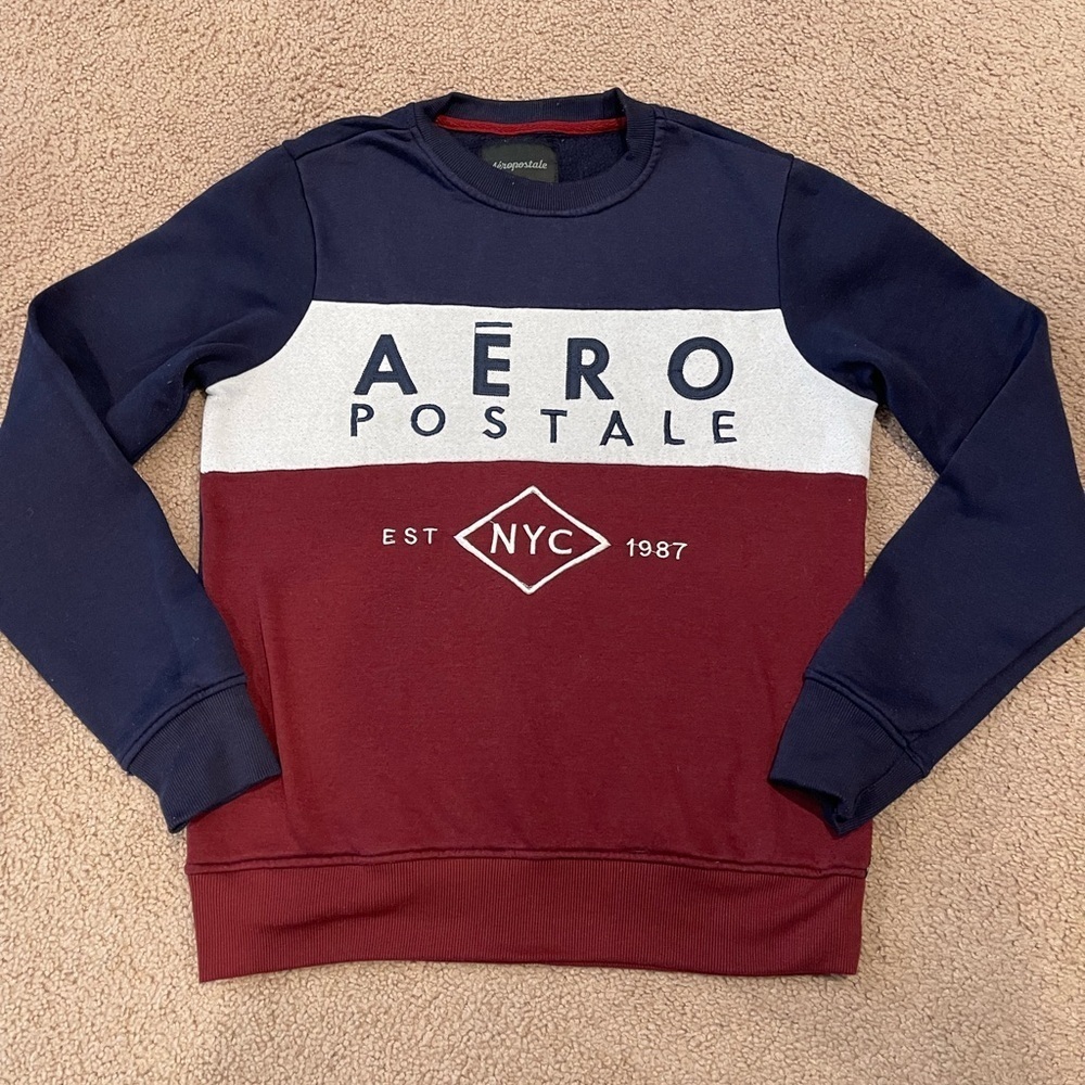 AEROPOSTALE Men's Vintage Color Block Crewneck Sweatshirt